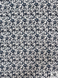 Trailing Stem Floral Matte-Side Printed Silk Charmeuse - Smoky Cadet Blues / Off-White