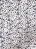 Bamboo Butterfly Toile Printed Crinkled Silk Chiffon - Off-White / Navy Blue