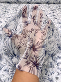 Bamboo Butterfly Toile Printed Crinkled Silk Chiffon - Off-White / Navy Blue