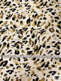 Animal Pattern Brushstrokes Printed Silk-Cotton Mikado - Olive-Gold / Black / Off-White