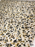Animal Pattern Brushstrokes Printed Silk-Cotton Mikado - Olive-Gold / Black / Off-White
