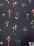 Specimen Floral Printed Silk Faille - Black / Green / Multicolor
