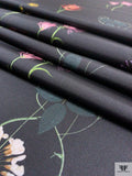Specimen Floral Printed Silk Faille - Black / Green / Multicolor