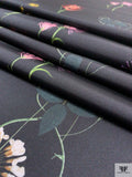 Specimen Floral Printed Silk Faille - Black / Green / Multicolor
