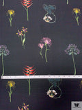 Specimen Floral Printed Silk Faille - Black / Green / Multicolor
