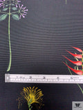 Specimen Floral Printed Silk Faille - Black / Green / Multicolor