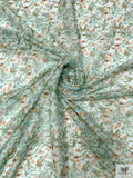 Italian Hazy Floral Printed Cotton-Silk Voile - Mint / Green / Turmeric