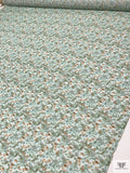 Italian Hazy Floral Printed Cotton-Silk Voile - Mint / Green / Turmeric