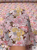 Italian Floral Printed Cotton Tawny Lawn - Pinks / Mustard / Dusty Seafoam / Dark Mauve