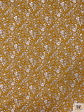 Italian Floral Printed Cotton Tawny Lawn - Mustard / White