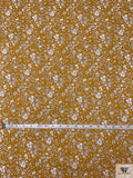 Italian Floral Printed Cotton Tawny Lawn - Mustard / White