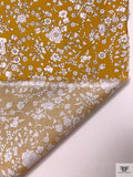 Italian Floral Printed Cotton Tawny Lawn - Mustard / White