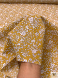 Italian Floral Printed Cotton Tawny Lawn - Mustard / White