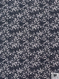 Leaf Motif Printed Cotton-Silk Lawn - Dark Grey / Grey / White