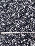 Leaf Motif Printed Cotton-Silk Lawn - Dark Grey / Grey / White