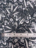Leaf Motif Printed Cotton-Silk Lawn - Dark Grey / Grey / White