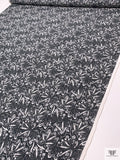 Leaf Motif Printed Cotton-Silk Lawn - Dark Grey / Grey / White