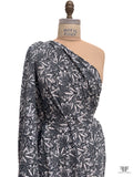 Leaf Motif Printed Cotton-Silk Lawn - Dark Grey / Grey / White