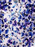 Watercolor Floral Printed Lightweight Cotton Sateen - Indigo / White / Orchid Pink