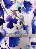 Watercolor Floral Printed Lightweight Cotton Sateen - Indigo / White / Orchid Pink