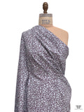 Leaf Motif Printed Cotton-Silk Cotton Lawn - Icy Grey-Blue / Burgundy
