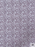 Leaf Motif Printed Cotton-Silk Cotton Lawn - Icy Grey-Blue / Burgundy