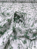 Bamboo Butterfly Toile Printed Cotton Lawn - Irish Green / White