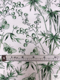 Bamboo Butterfly Toile Printed Cotton Lawn - Irish Green / White