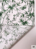 Bamboo Butterfly Toile Printed Cotton Lawn - Irish Green / White