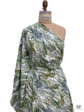 Impressionist Wisteria Printed Cotton Lawn - Greens / Grey / White