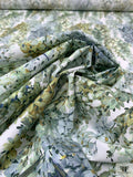 Impressionist Wisteria Printed Cotton Lawn - Greens / Grey / White
