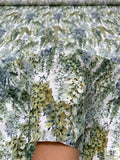 Impressionist Wisteria Printed Cotton Lawn - Greens / Grey / White