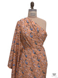 Birds and Ditsy Leaf Printed Cotton Lawn - Bright Orange / Blue / White / Black