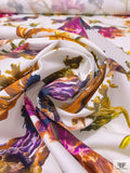 Decadent Floral Printed Lightweight Cotton Sateen - Purple / Magenta / Golden Orange / White