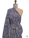 Paisley Floral Printed Silk Broadcloth - Blue / Tan / Brown