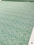 Summer Floral Printed Cotton Poplin - Green / White