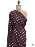 Flocked Polka Dot Polyester Chiffon - Brown / White