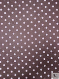 Flocked Polka Dot Polyester Chiffon - Brown / White