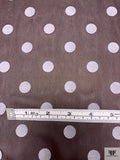 Flocked Polka Dot Polyester Chiffon - Brown / White