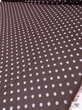 Flocked Polka Dot Polyester Chiffon - Brown / White