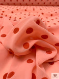 Flocked Polka Dot Polyester Chiffon - Peach / Coral