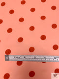 Flocked Polka Dot Polyester Chiffon - Peach / Coral
