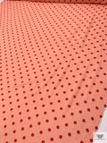 Flocked Polka Dot Polyester Chiffon - Peach / Coral