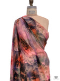 Dreamy Floral Printed Polyester Chiffon with Lurex Detailing - Peach / Pinks / Purple / Black / Rose Gold