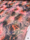 Dreamy Floral Printed Polyester Chiffon with Lurex Detailing - Peach / Pinks / Purple / Black / Rose Gold
