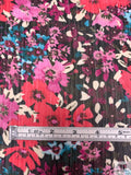 Floral Bouquet Printed Crinkled Polyester Chiffon - Pinks / Magenta / Turquoise