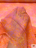 Splatter Printed Crinkled Rayon Chiffon - Orange / Pink / Yellow