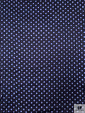 Italian Polka Dot Printed Flowy Viscose Satin - Navy / Glaucous Blue