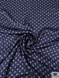 Italian Polka Dot Printed Flowy Viscose Satin - Navy / Glaucous Blue