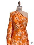 Italian Timeless Floral Printed Flowy Viscose Satin - Orange / Buttercream